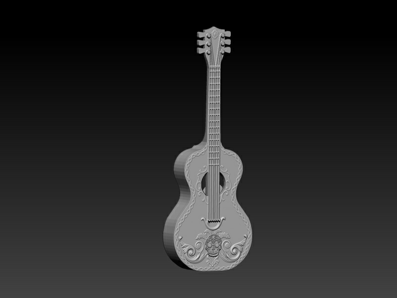 Modelado 3D guitarra personalizada para la festividad del Día de Muertos.