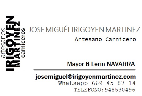 Tarjeta Visita Jose Miguel Irigoyen Martinez, Artesano Carnicero Lerin