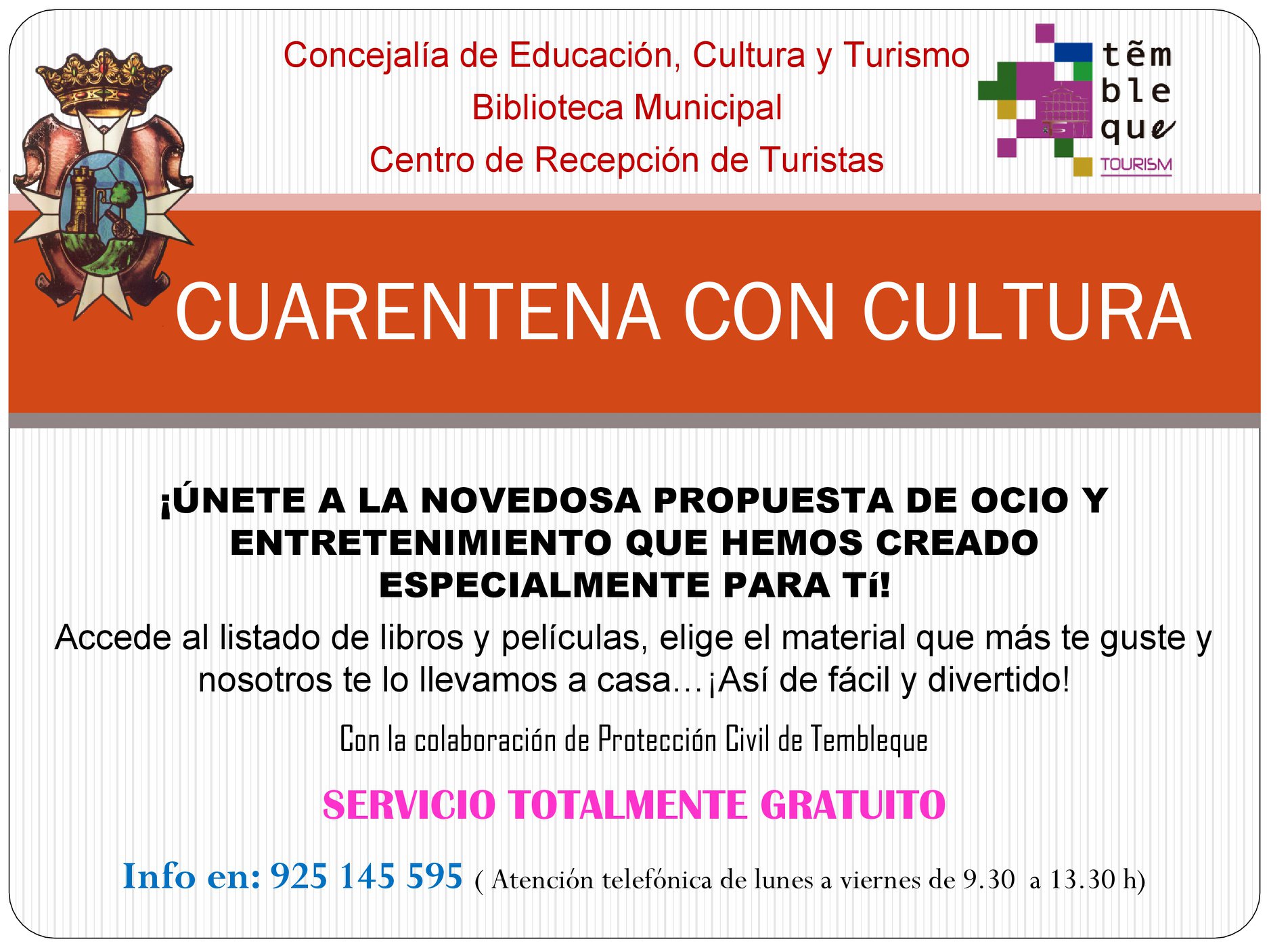 Campaña cuarentena con Cultura del Ayuntamiento de Tembleque