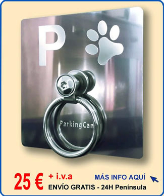 Nueva placa parking de pared para atar perros, placa fabricada en acero inoxidable y grabada digitalmente con anilla maciza antirrobo - modelo 020A