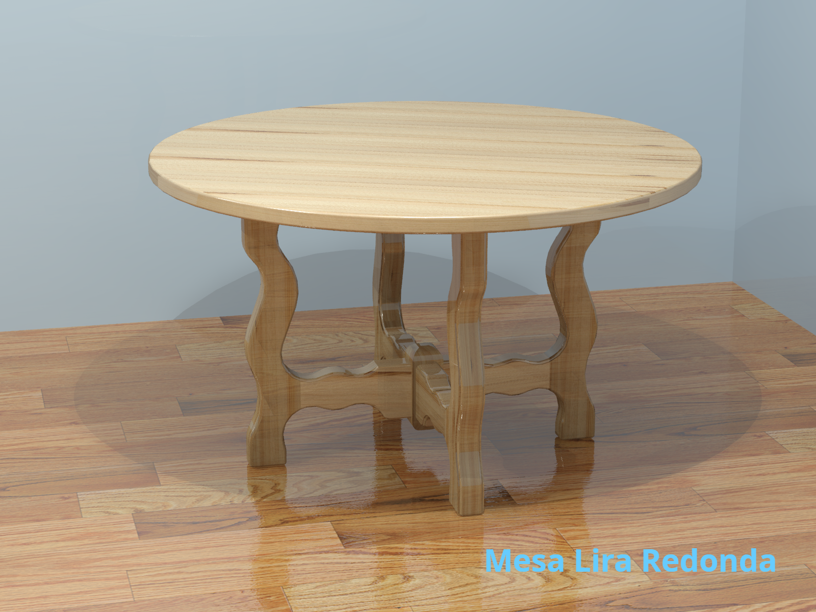 Mesa, mesa redonda, mesa redonda madera maciza, pino, lira