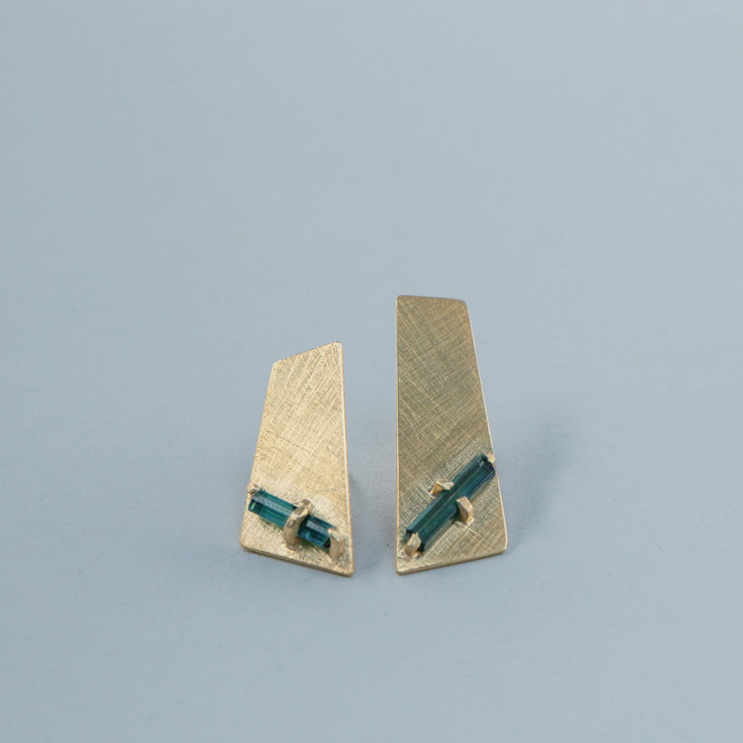 Small Mismatched Trapezoids Earrings with Stone
