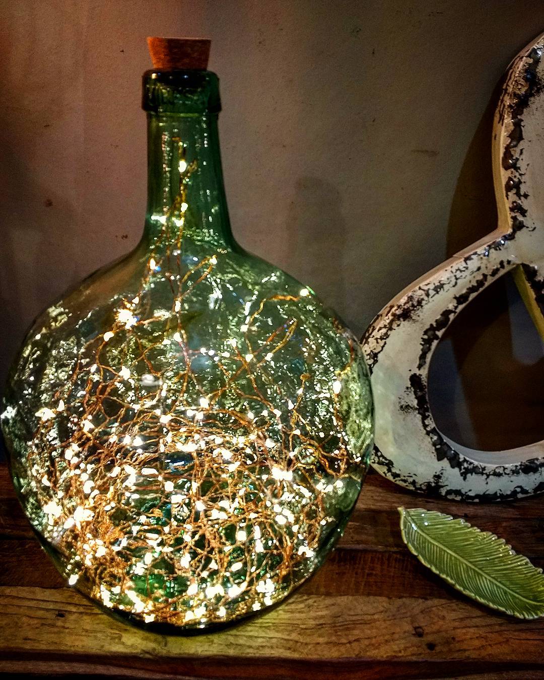garrafa damajuana cristal vidrio led iluminacion decoracion home