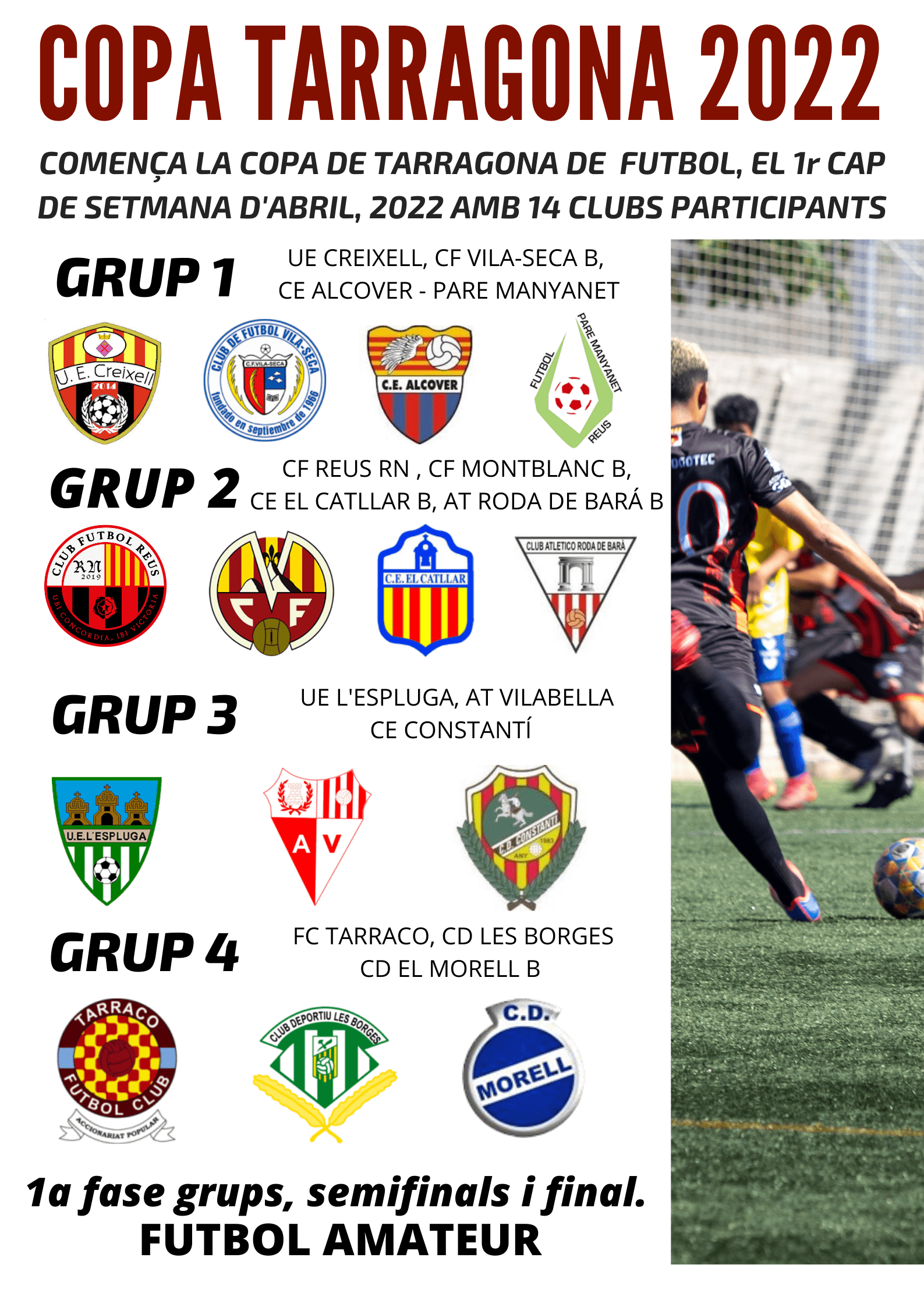 El CF Reus RN, juga la Copa de Tarragona 2022, en un grup molt complicat amb rivals filials de clubs de 1a i 2a catalana.