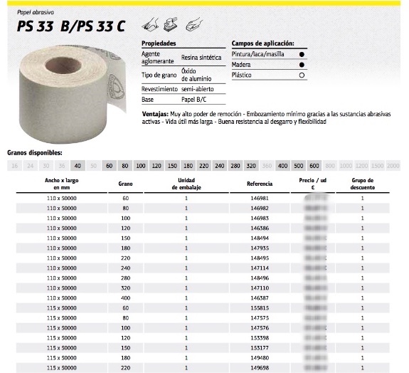 rollo papel ps33 klingspor pintura