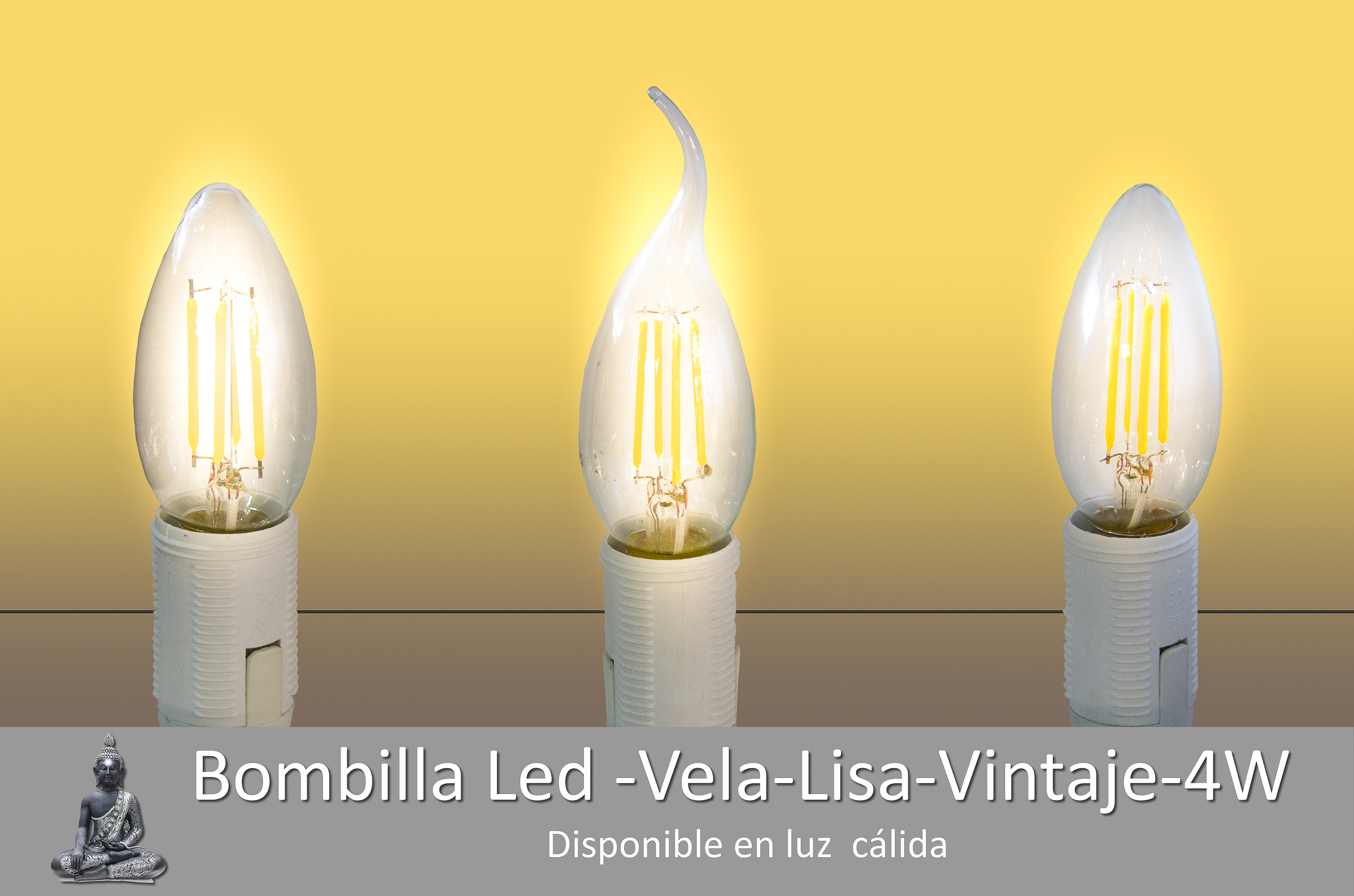 Bombilla Led Vela Lisa Vintage - 4W de luz fría