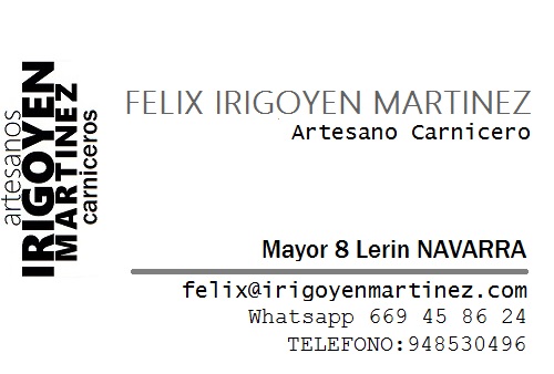 Tarjeta Visita Felix Irigoyen Martinez, Artesano Carnicero Lerin