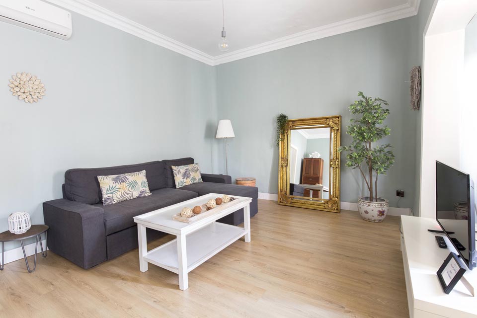 spacious sunny living room of the villa