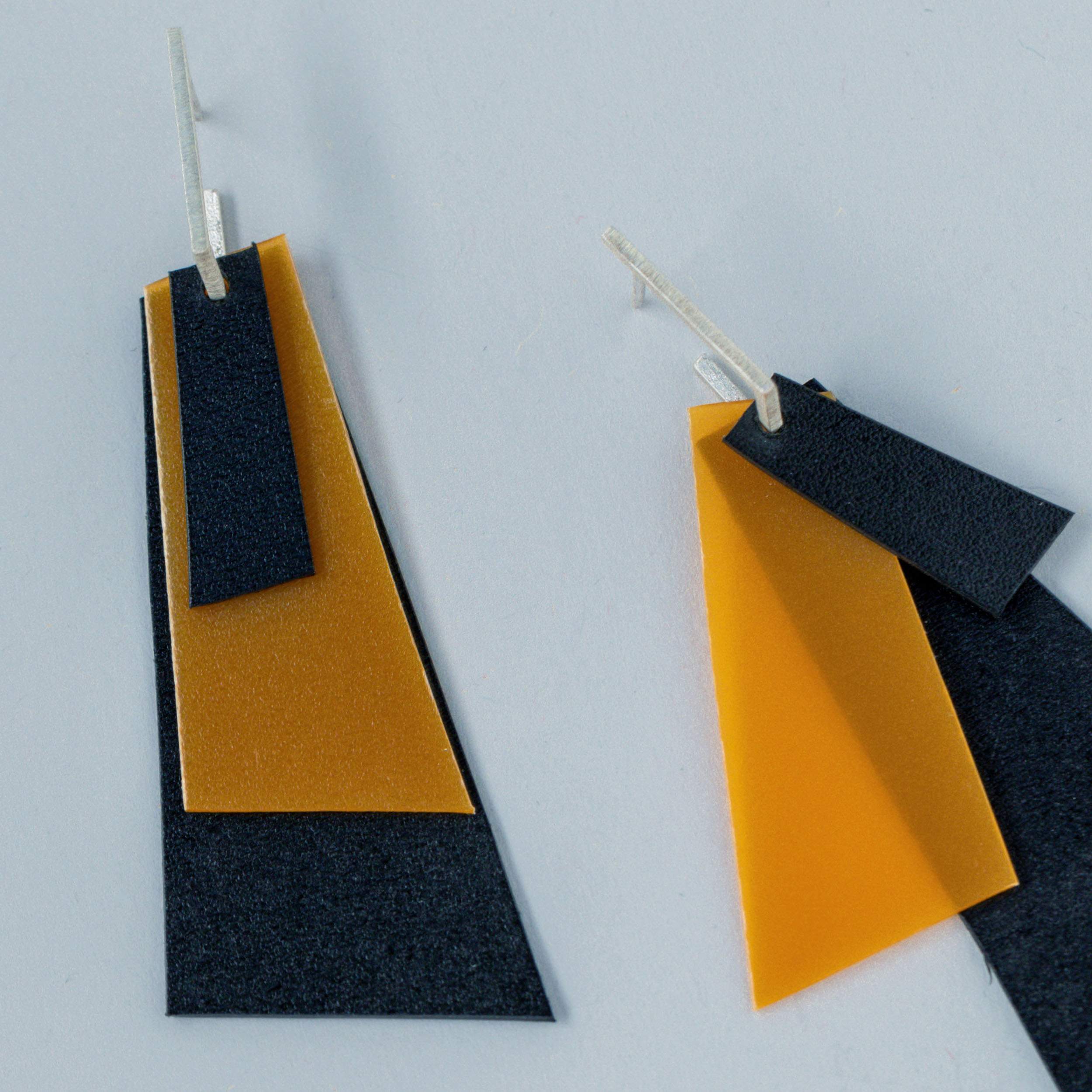 Orange Acetate Geometries Earrings