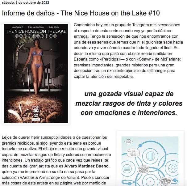 dentro del laberinto,informe de daños, dc comics,blog,reseña,the nice house on the lake