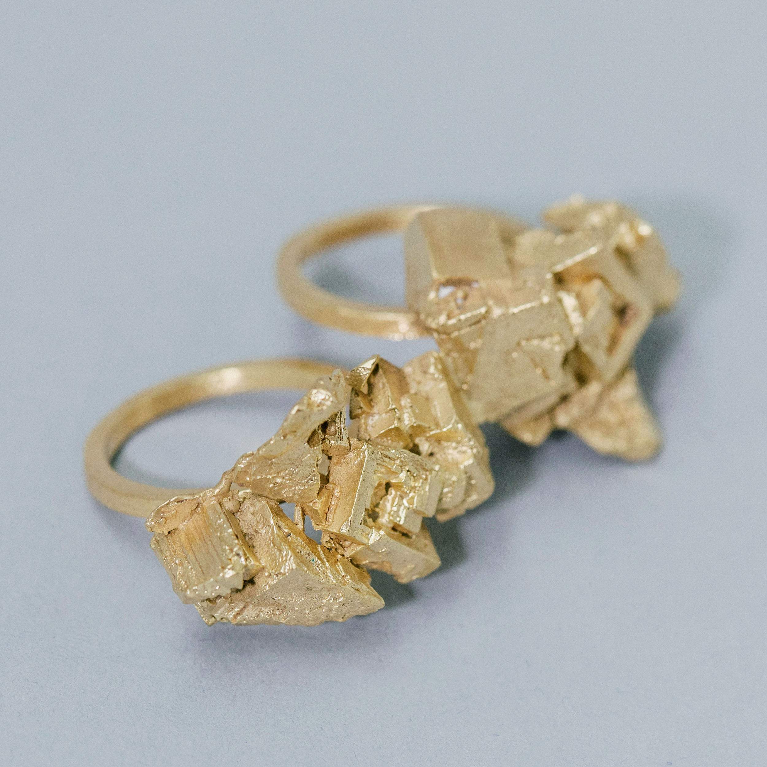Double Gold Fluorites Ring